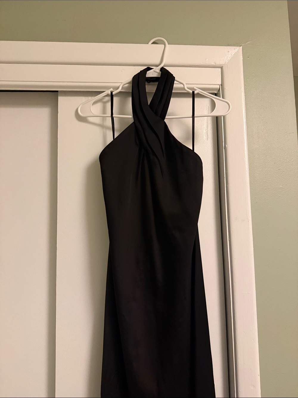 BHLDN Black One-Shoulder Twist Halter Dress